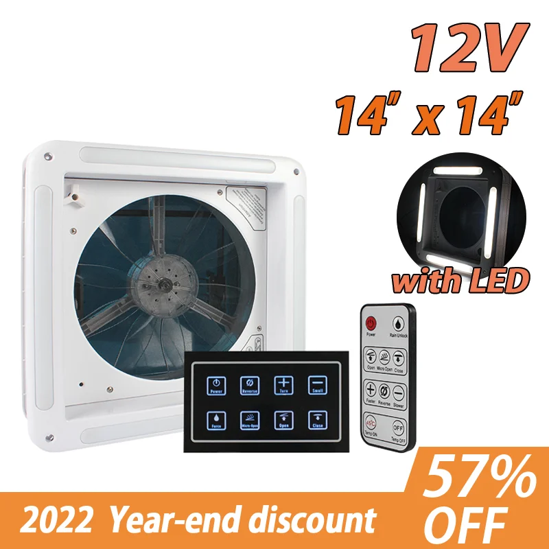 TYTXRV Camper aksesuarları LED ışık uzaktan kumanda fonksiyonu ile 14 inç 12V havalandırma fanı karavan kamp araba çadırı egzoz fanı