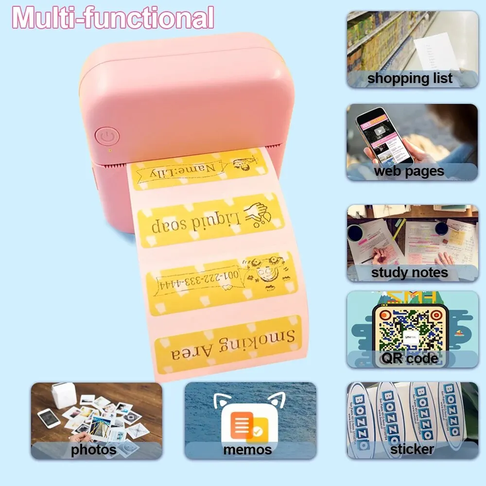Taşınabilir Mini termal yazıcı kablosuz BT 203dpi fotoğraf etiket Memo yanlış soru baskı ile USB kablosu Imprimante taşınabilir