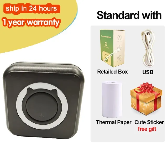 Taşınabilir Mini termal yazıcı kablosuz BT 203dpi fotoğraf etiket Memo yanlış soru baskı ile USB kablosu Imprimante taşınabilir