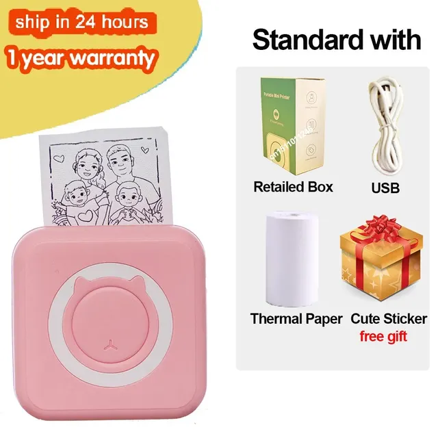 Taşınabilir Mini termal yazıcı kablosuz BT 203dpi fotoğraf etiket Memo yanlış soru baskı ile USB kablosu Imprimante taşınabilir