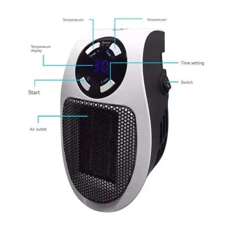 Taşınabilir ısıtıcı elektrikli ısıtıcı Plug-in odası ısıtıcı ev aletleri ısıtma fırını Mini radyatör uzaktan ısıtma 500W