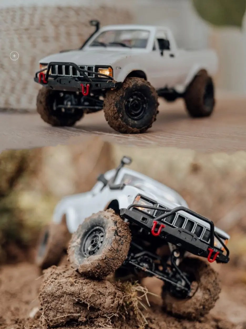 Tam ölçekli WPL C24 yükseltme C24-1 1:16 RC araba 4WD radyo kontrol Off-Road araba RTR kiti kaya paletli elektrikli Buggy hareketli makine
