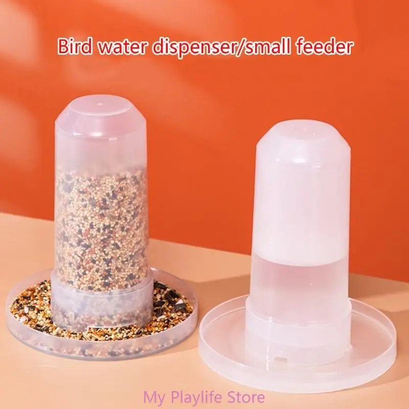Tavuk kanatlı şeffaf yem kova açık pratik kuş besleyici tiryakisi plastik tohum ve su sebili