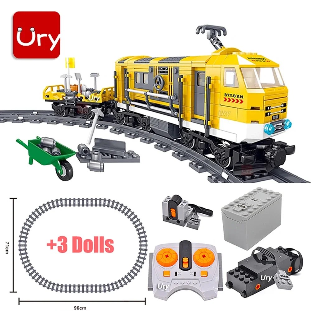 Teknik elektrikli tren setleri şehir kargo buhar demiryolu mühendislik parçaları Motor RC araba oyuncak inşaat blokları çocuk Boys hediyeler için