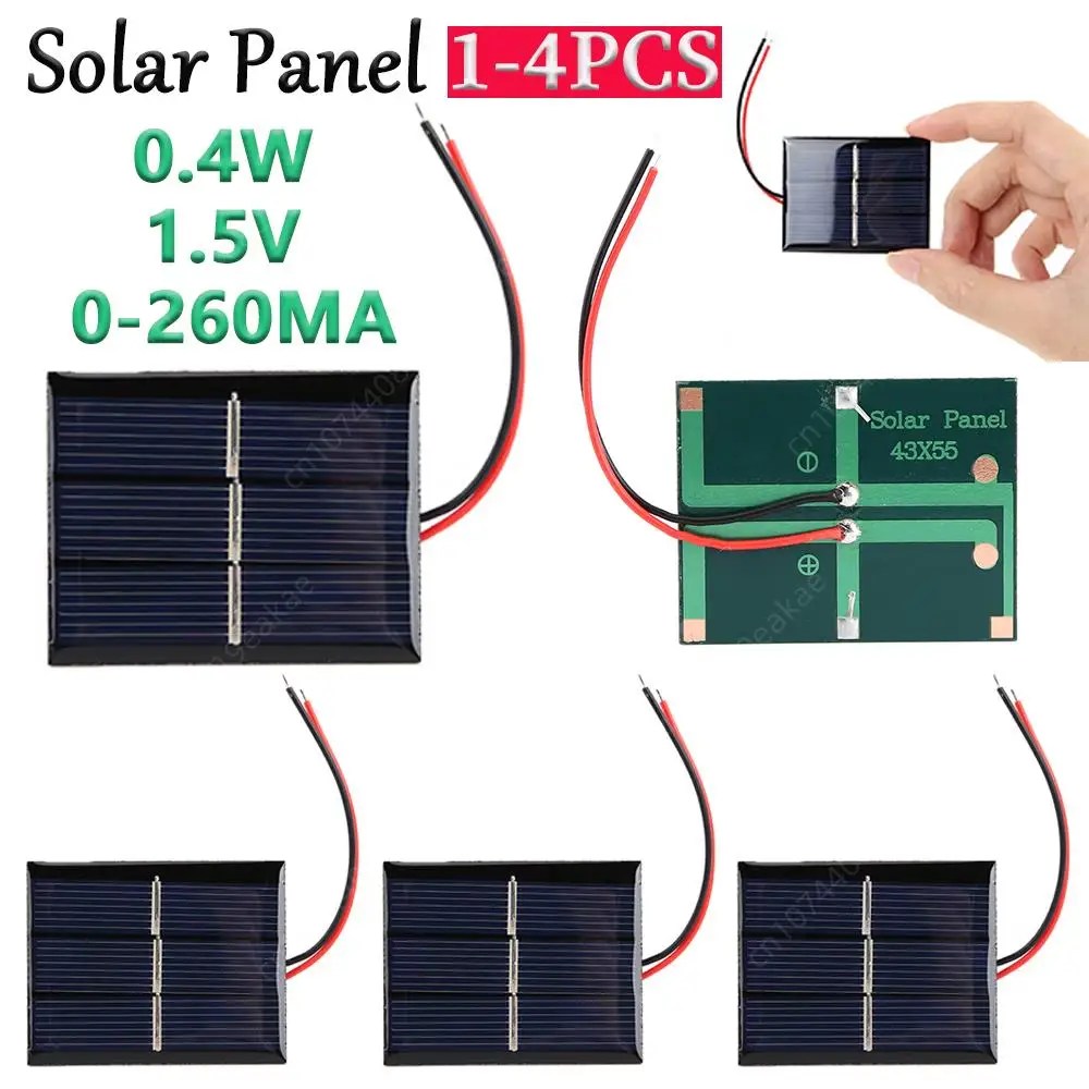 Tel ile 0.4W 1.5V GÜNEŞ PANELI Mini güneş sistemi DIY için pil hücresi şarj güneş oyuncaklar şarj Polysilicon güneş epoksi paneli