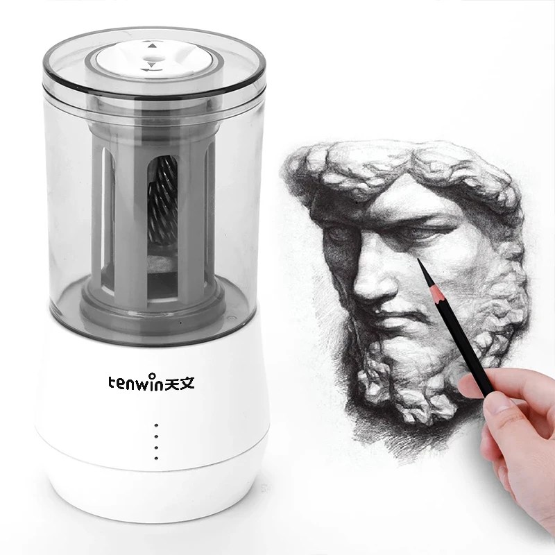 Tenwin kırtasiye otomatik profesyonel elektrikli kalemtıraş USB ağır sanat kroki işletilen okul ofis