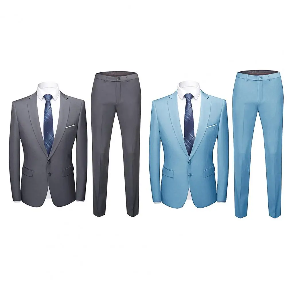 Trendy damat takım elbise mizaç zayıflama tek göğüslü Suit Slim Fit erkek erkekler Suit Set ziyafet için