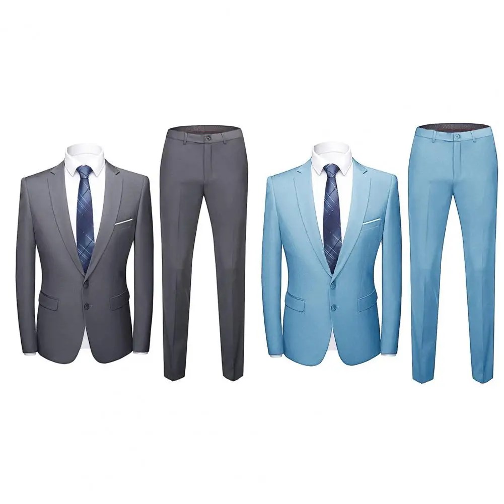 Trendy damat takım elbise mizaç zayıflama tek göğüslü Suit Slim Fit erkek erkekler Suit Set ziyafet için