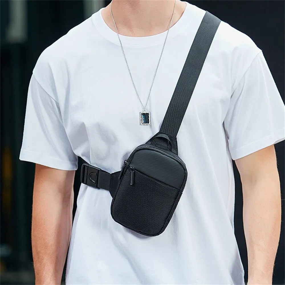 Trendy erkek omuzdan askili çanta Oxford bez Crossbody basit omuz çantası omuzdan askili çanta rahat çapraz gün gelgit küçük kare çanta erkekler için