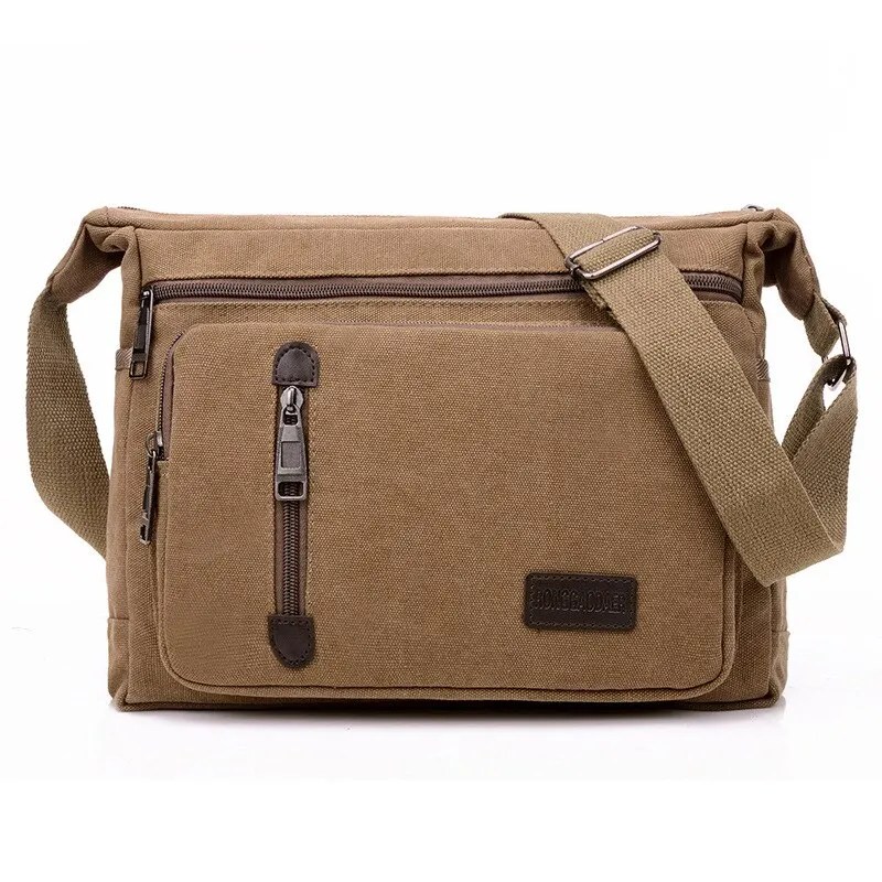 Tuval omuz çantası şişe erkek kadın rahat basit moda Retro Crossbody çapraz kare çok katmanlı