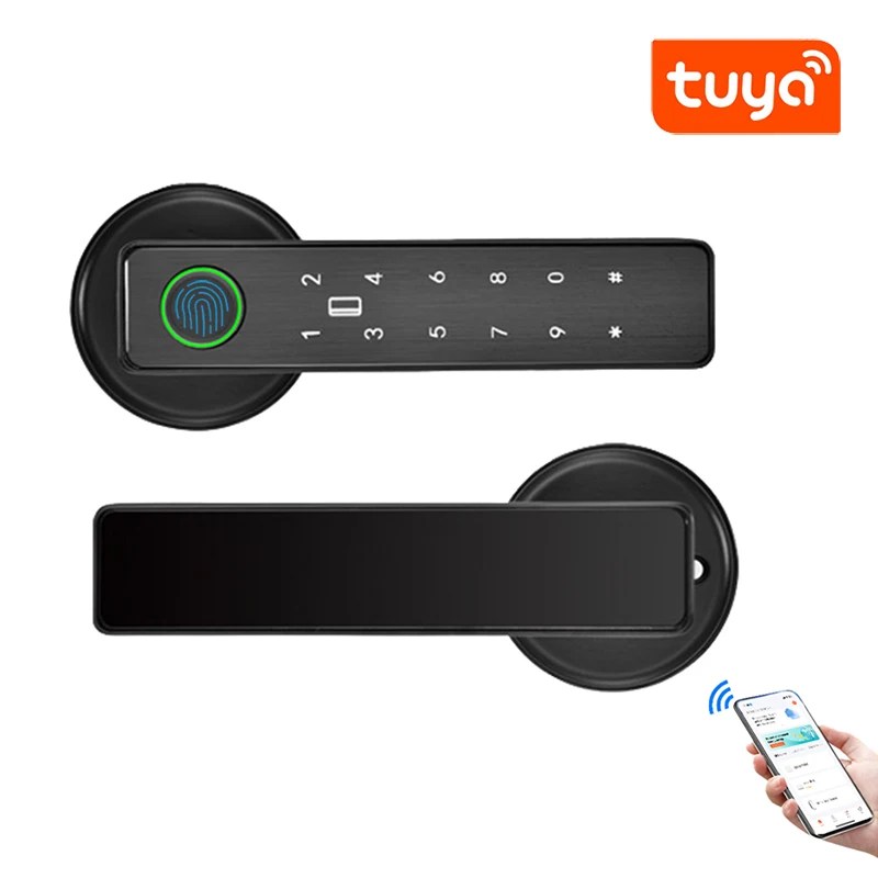 Tuya SmartLife uzaktan kumanda akıllı parmak izi şifre RFID IC kart kilidi kapalı ev ahşap Metal kapı için ölü cıvata