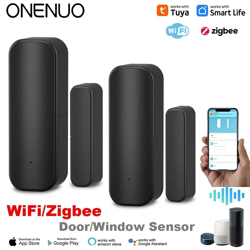 Tuya WiFi/ZigBee kapı pencere sensörü akıllı ev kablosuz kapı açık yakın dedektörleri APP uzaktan Alarm Alexa Google ev ile çalışmak