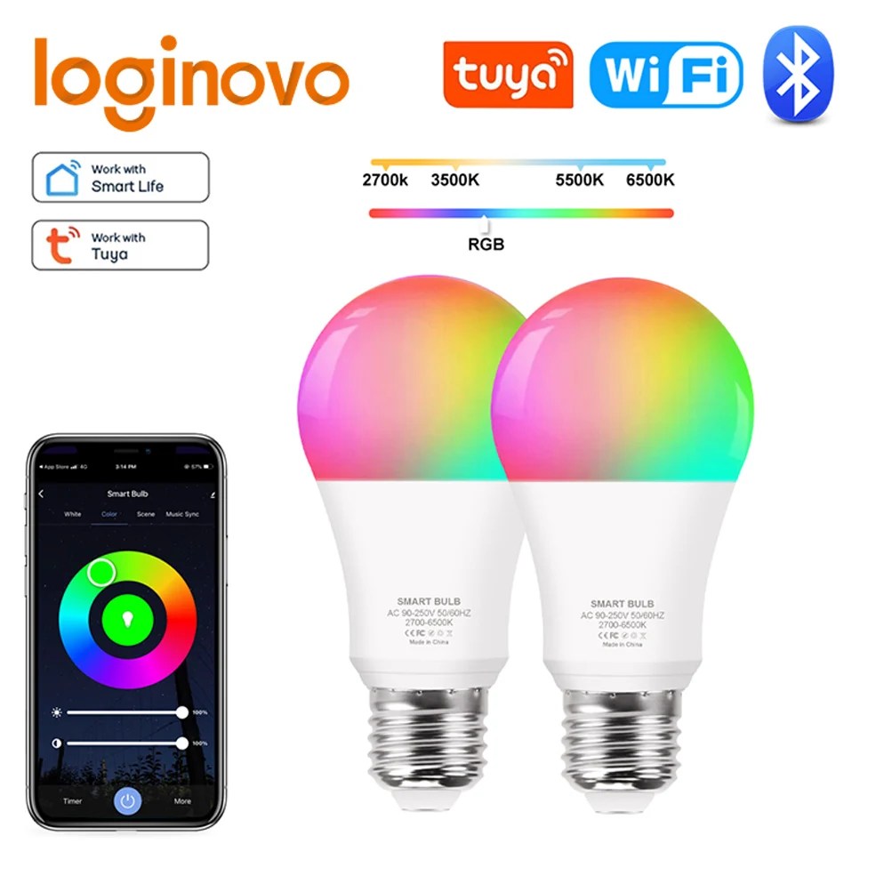 Tuya Wifi/Bluetooth akıllı ampul Alexa Led lamba E27 RGB akıllı ampuller Google Assisatnt akıllı yaşam için 110V 220V akıllı lambalar