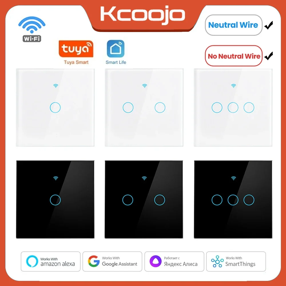 Tuya Wifi ab akıllı anahtarları 1/2/3/4Gang dokunmatik işık anahtarı duvar sensörü 433mhz RF anahtarları akıllı yaşam için Alexa Google ev Alice