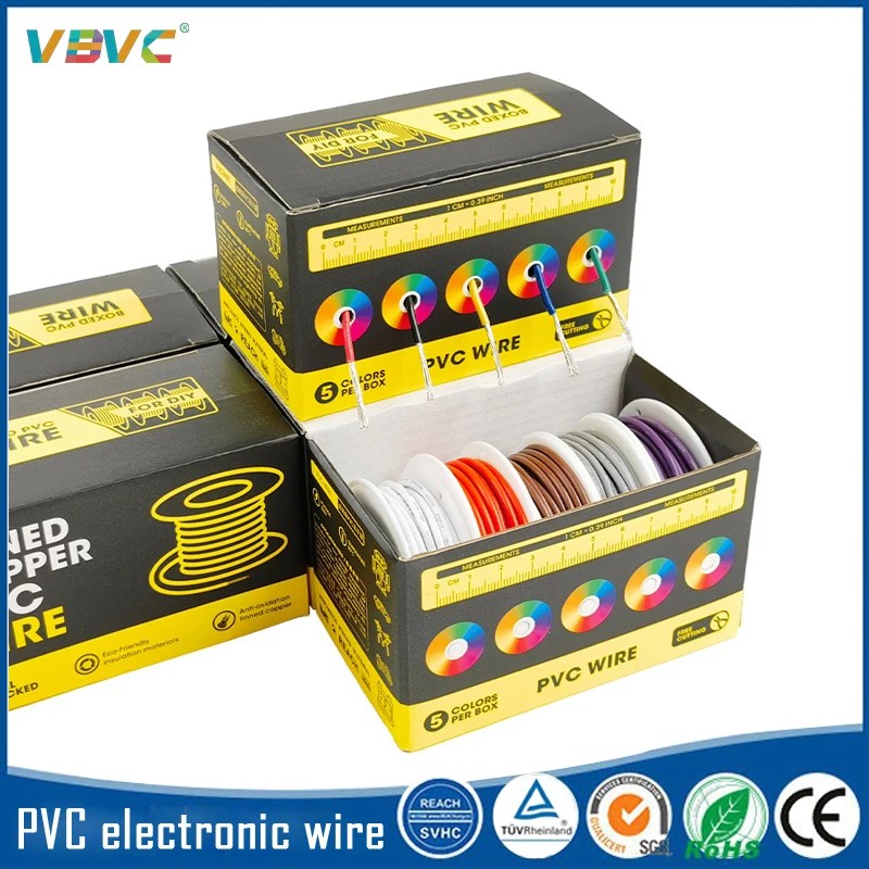 UL1007 PVC telli elektrik teli DIY kalaylı saf bakır kablo hattı 30/28/26/24/22/20/18/16 AWG PCB tel 5 renk Mix kiti