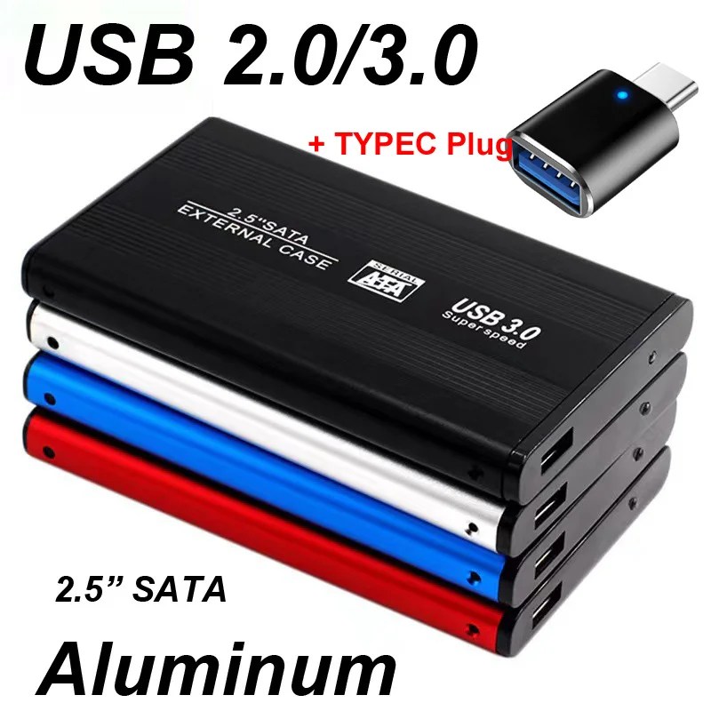 USB 3.0/2.0 2.5 inç sabit Disk muhafaza HDD harici kutu kasa alüminyum Caddy 2.5 "Sata HDD LED ışık bilgisayar tipi C için