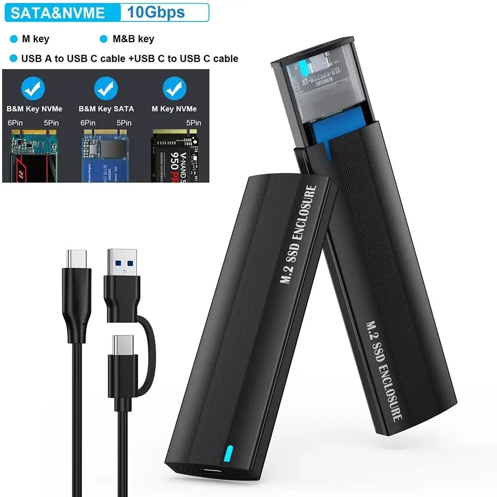 USB NVMe SATA SSD muhafaza okuyucu için M.2 alüminyum katı hal sürücü muhafaza USB3.1 TypeC M2 SSD kutusu Gen2 10Gbps PC için L P8A7