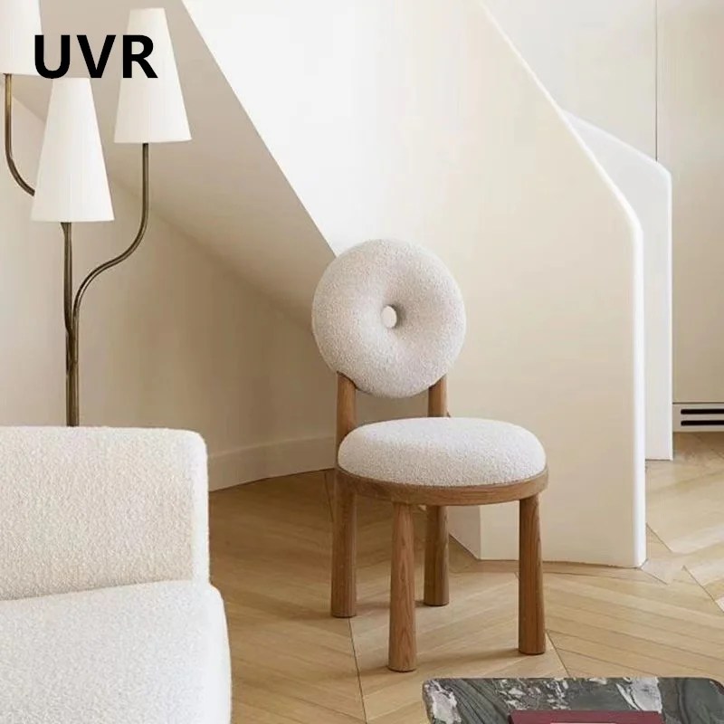 UVR yüksek kaliteli yemek sandalyeleri ev mutfak Recliner kaymaz bayanlar soyunma dışkı rahat kuzu yün restoran sandalyeleri - Görsel 4
