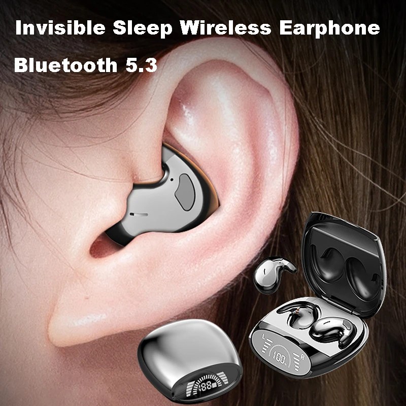 Uyku görünmez kulakiçi Tiny Mini kulaklıklar gizli gürültü iptal TWS kablosuz kulaklıklar spor Stereo Bluetooth 5.3 kulaklık