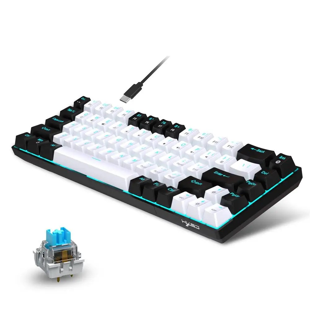 V800 mekanik oyun klavyesi LED aydınlatmalı kompakt 68 tuşları Mini dizüstü PC Gamer için kablolu ofis klavye