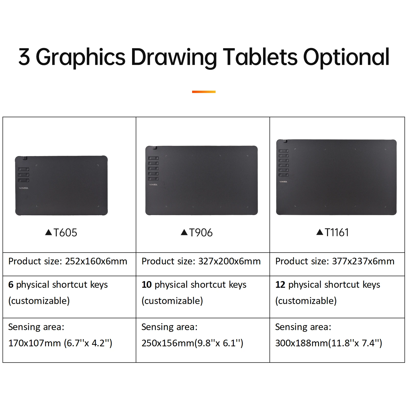 VINSA grafik çizim tableti 330 Ultra ince sanat oluşturma kroki pilsiz Stylus 8 kalem hazretleri ile 8192 seviyeleri basınç - Görsel 2