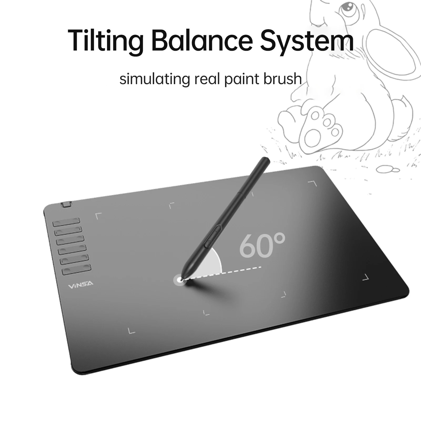 VINSA grafik çizim tableti 330 Ultra ince sanat oluşturma kroki pilsiz Stylus 8 kalem hazretleri ile 8192 seviyeleri basınç - Görsel 3