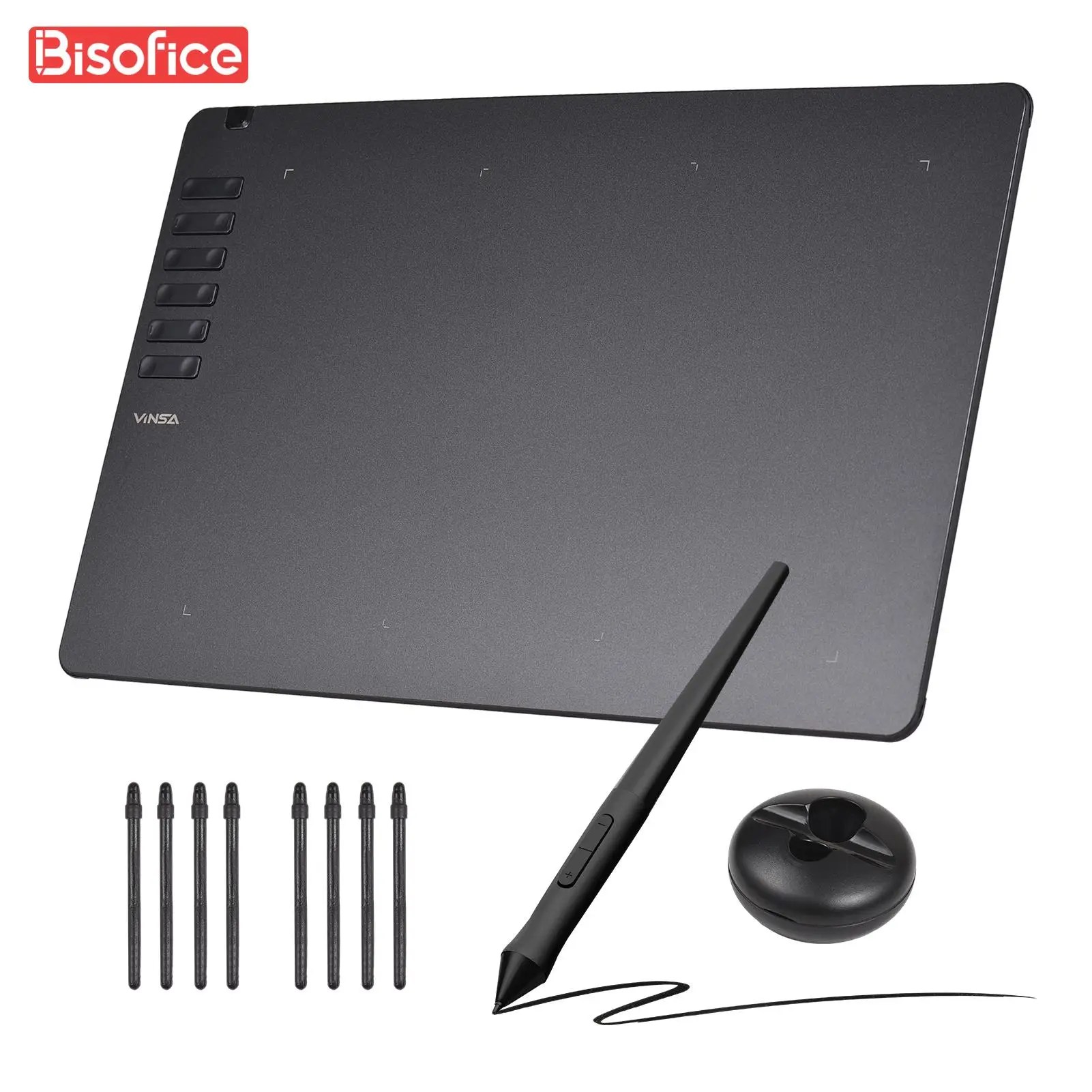 VINSA grafik çizim tableti 330 Ultra ince sanat oluşturma kroki pilsiz Stylus 8 kalem hazretleri ile 8192 seviyeleri basınç