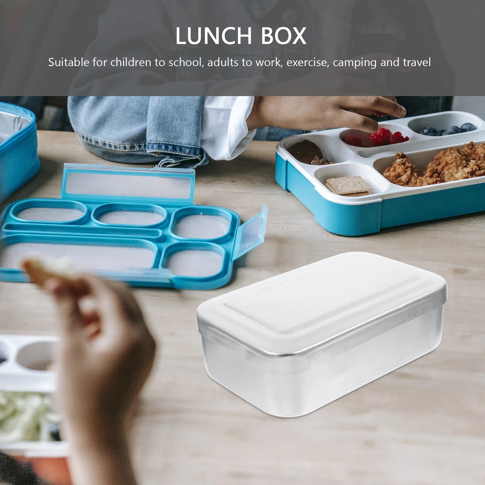Vintage yemek kabı piknik şartları konteyner nostalji gıda eşyaları tutucu alüminyum öğeler özledim Lunchbox gitmek için - Görsel 5