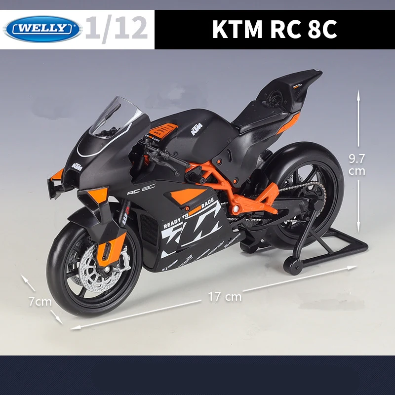 Welly 1:12 KTM RC 8C alaşım yarış motosiklet modeli Diecasts Metal sokak yol spor motosiklet modeli koleksiyonu çocuk oyuncakları hediyeler