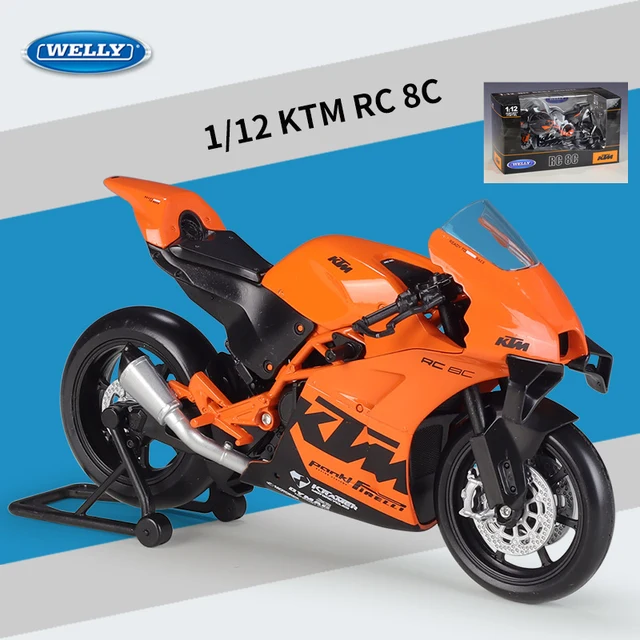 Welly 1:12 KTM RC 8C alaşım yarış motosiklet modeli Diecasts Metal sokak yol spor motosiklet modeli koleksiyonu çocuk oyuncakları hediyeler