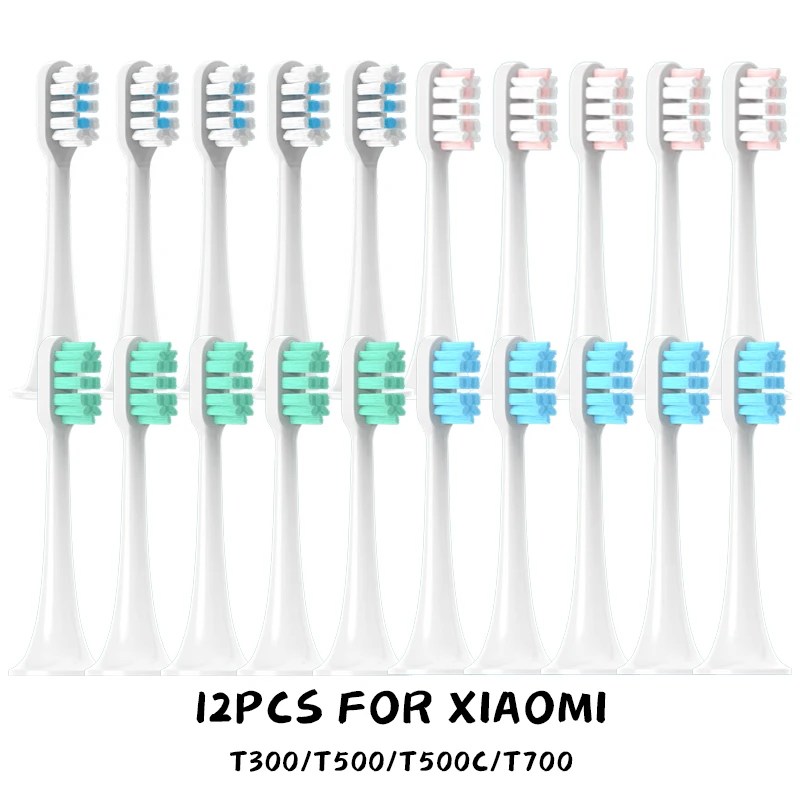 XIAOMI MIJIA T300 için 12 adet/T500/T700 yedek fırça kafaları Sonic elektrikli diş yumuşak kıl kapaklar vakum paketi memeleri