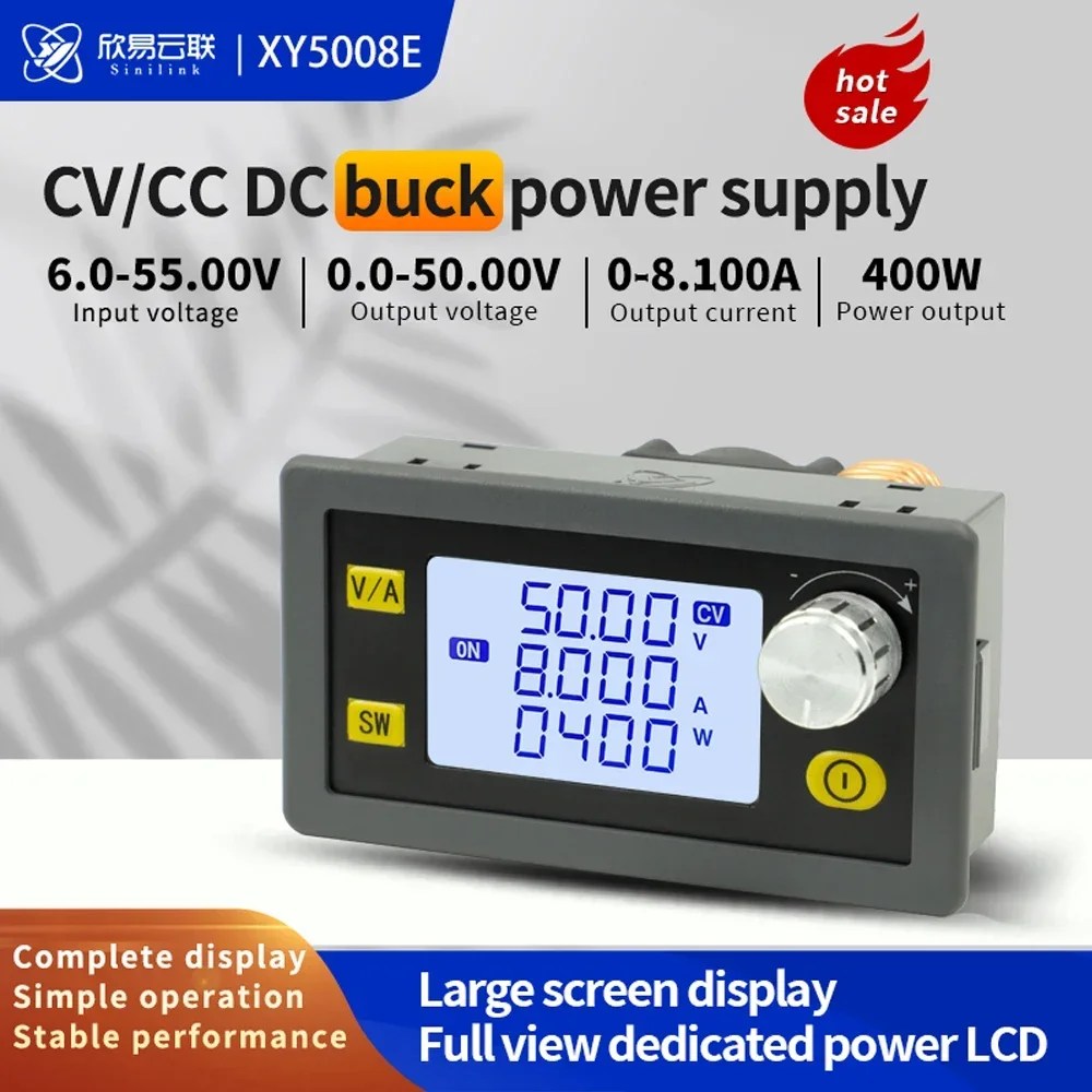 XY5005E XY5008E DC 6V-55V için 0-50V 5A 8A 250W 400W CNC ayarlanabilir DC voltaj regülatörü CV CC adım aşağı güç kaynağı modülü kurulu