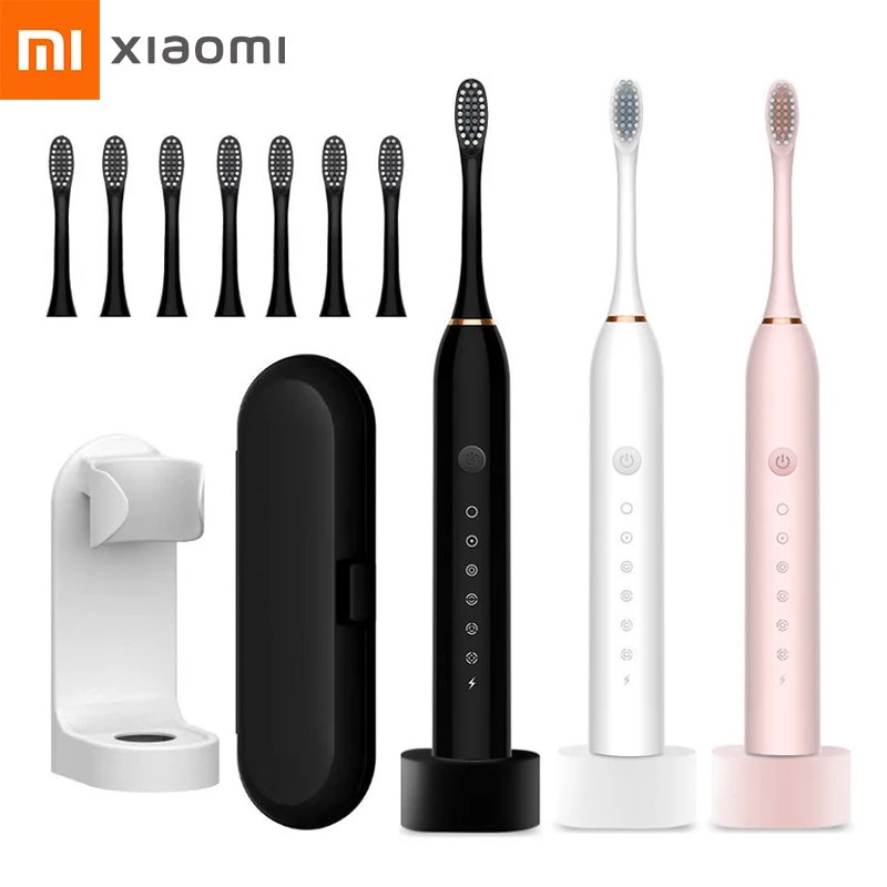 Xiaomi Mijia ultrasonik elektrikli diş fırçası şarj edilebilir USB tabanı ile 6 modu Sonic diş fırçası IPX7 su geçirmez seyahat kutusu tutucu