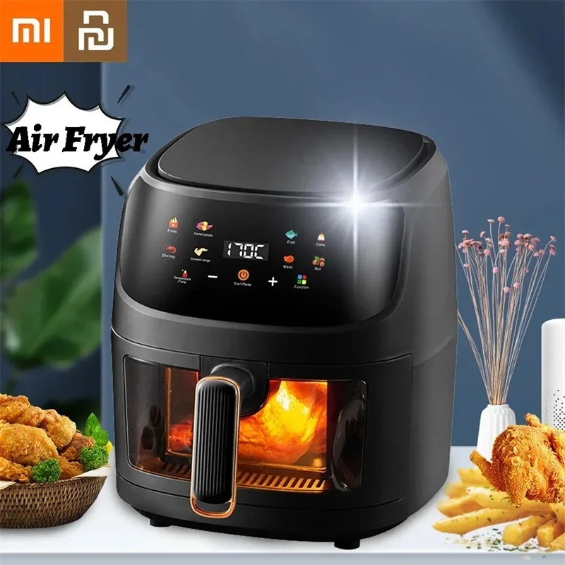 Xiaomi Youpin hava ryzler görselleştirme büyük kapasiteli renkli ekran dokunmatik operasyon hava kızartma tavası kolay temiz ızgara dahil mutfak