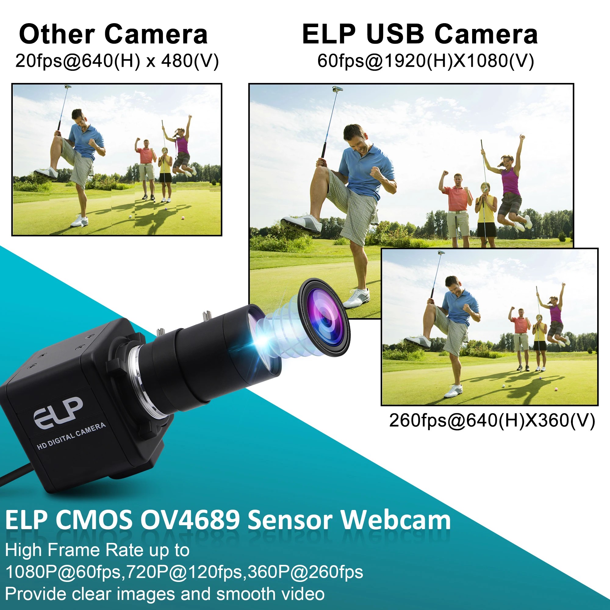Yüksek Hızlı Webcam MJPEG 260fps 360 P/120fps 720 P/60fps 1080P OmniVision OV4689 CMOS USB Web kamera Değişken Odaklı CS Lens - Görsel 3