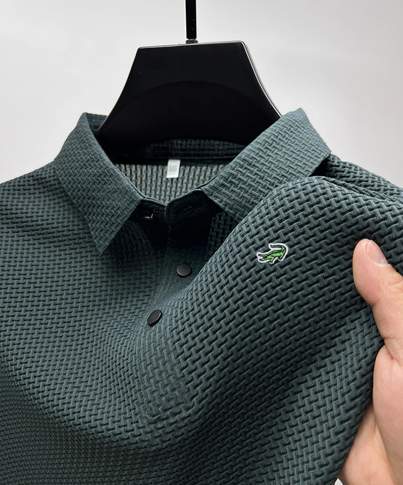Yüksek kalite M-4XL yaz yeni erkek kısa kollu tişört serin ve nefes POLO GÖMLEK iş rahat ter emici üst - Görsel 3