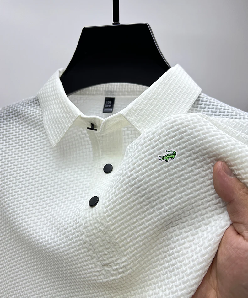 Yüksek kalite M-4XL yaz yeni erkek kısa kollu tişört serin ve nefes POLO GÖMLEK iş rahat ter emici üst - Görsel 6