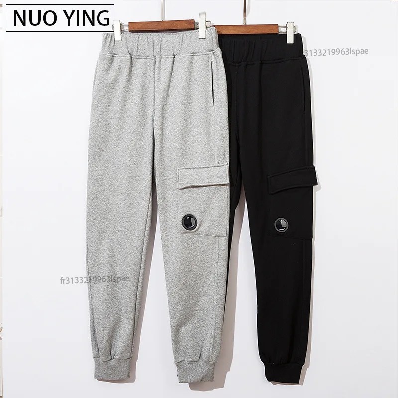 Yüksek kalite Trendy marka yüksek sokak cep Lens Sweatpants Unisex pamuk Hip Hop kalem pantolon yeni kadın spor uzun pantolon