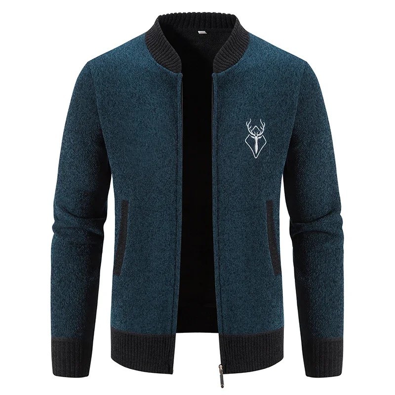 Yüksek kalite erkekler kalın sıcak Stand-up yaka Fit hırka mont erkekler hırka kazak ceketler kış rahat Sweatercoats3XL