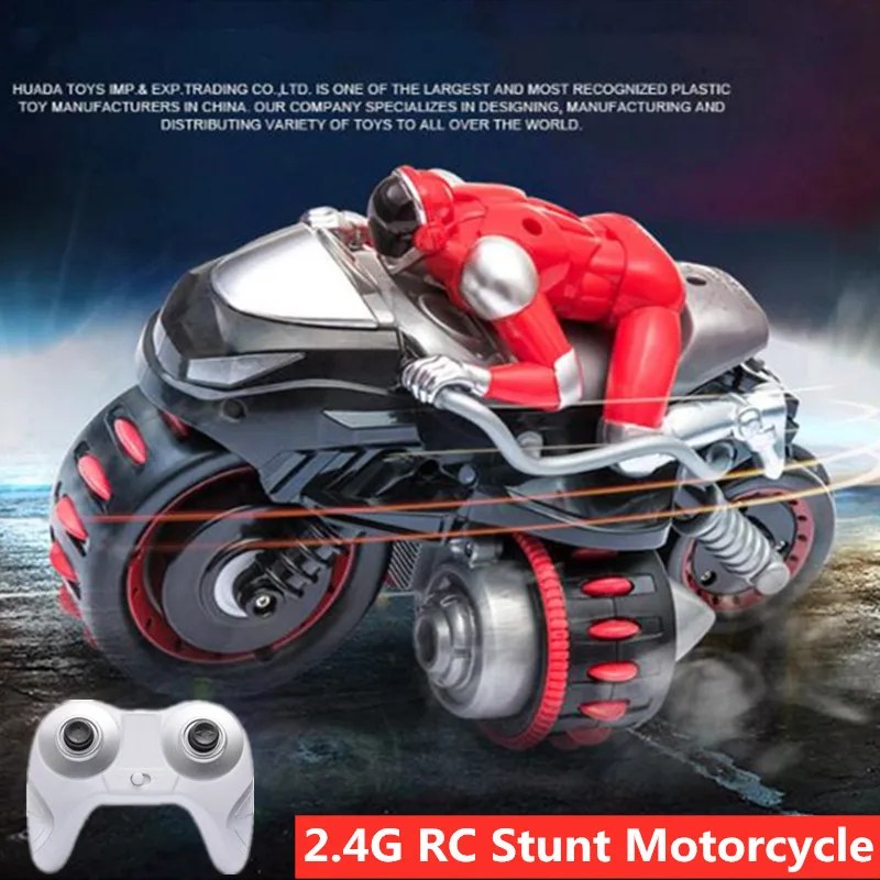 Yüksek simülasyon motosiklet 2.4G RC Stunt motosiklet RC Drift araba Led ışık cal ile 360 derece rotasyon 3D çevirir darbeye