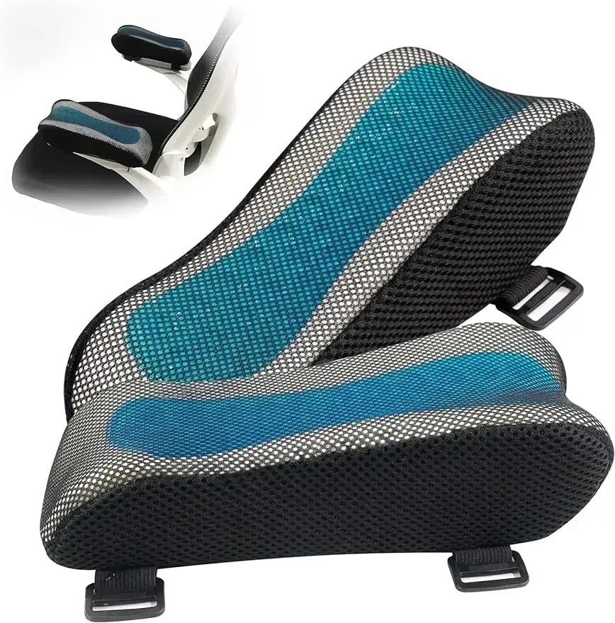 Yükseltildi ergonomik tasarım bellek köpük ofis koltuğu kol dayama pedleri oyun sandalyesi dirsek yastık için soğutma jeli ile 2 Set