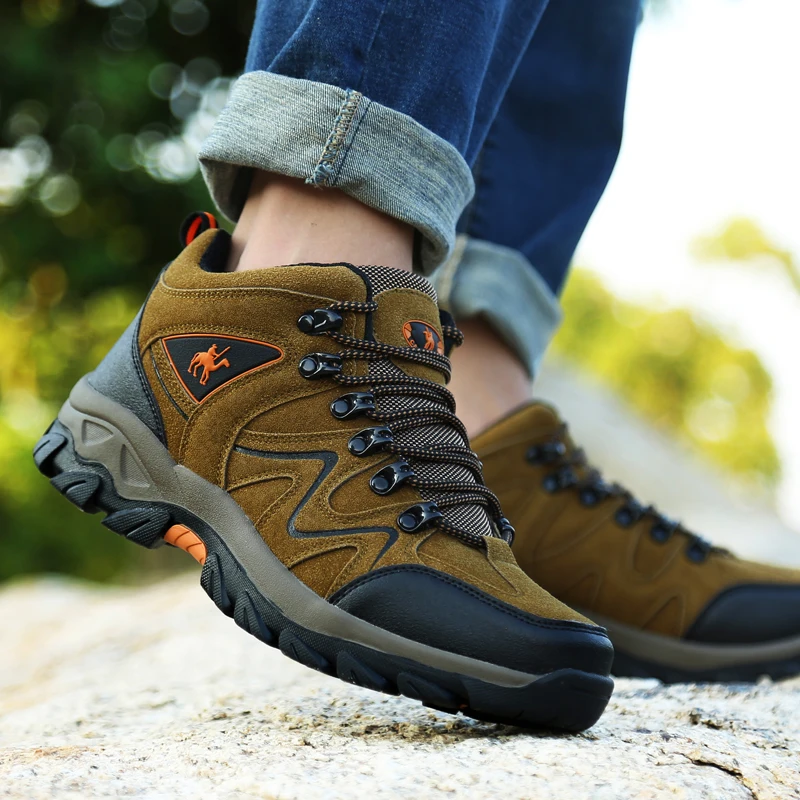 Yürüyüş deri erkekler yürüyüş ayakkabıları turist Trekking spor ayakkabı dağ tırmanma botları patika erkekler için açık ayakkabı koşu açık ayakkabı