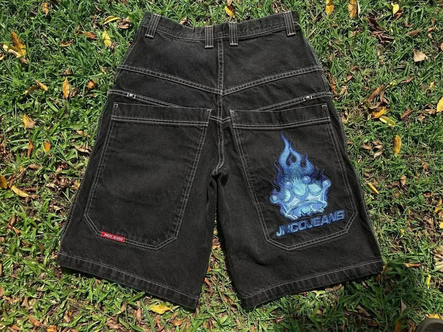 Y2k avrupa ve amerikan Hip-hop Denim şort erkekler için bahar ve yaz trendi geniş bacaklar pantolon gevşek rahat kırpılmış pantolon - Görsel 5