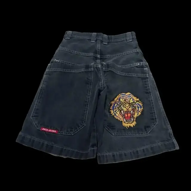 Y2k avrupa ve amerikan Hip-hop Denim şort erkekler için bahar ve yaz trendi geniş bacaklar pantolon gevşek rahat kırpılmış pantolon