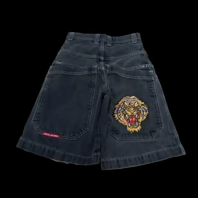 Y2k avrupa ve amerikan Hip-hop Denim şort erkekler için bahar ve yaz trendi geniş bacaklar pantolon gevşek rahat kırpılmış pantolon - Görsel 8