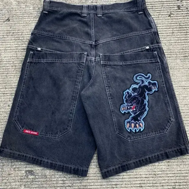 Y2k avrupa ve amerikan Hip-hop Denim şort erkekler için bahar ve yaz trendi geniş bacaklar pantolon gevşek rahat kırpılmış pantolon