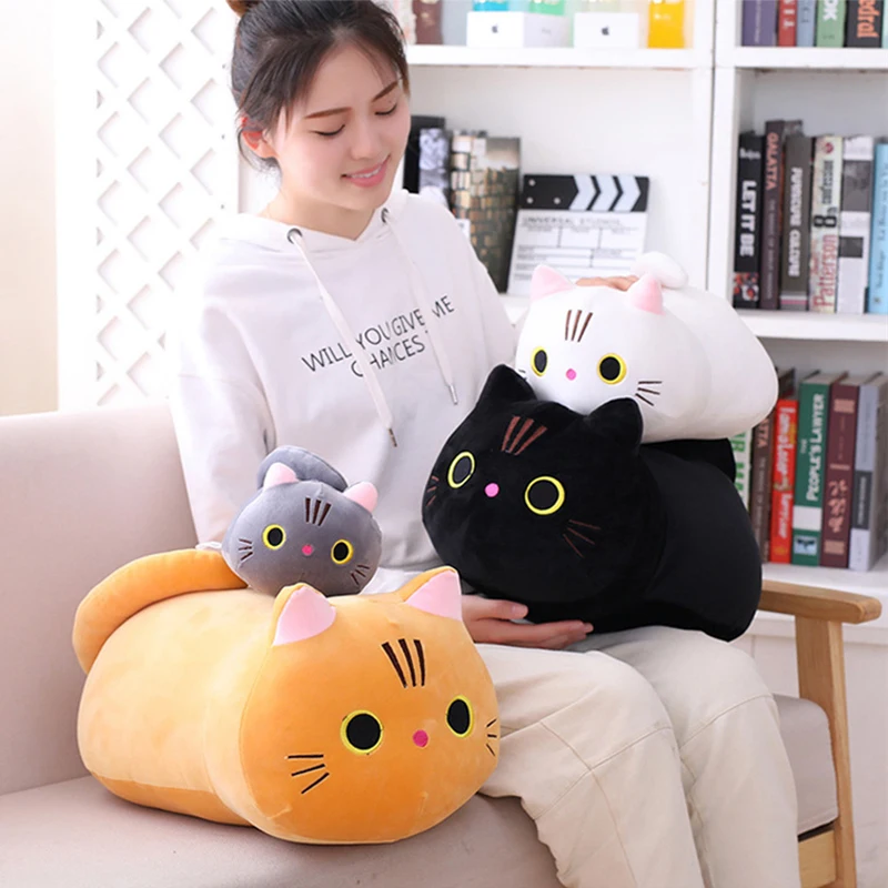 YOMDID 25/35/50cm sevimli yumuşak kedi peluş yastık kanepe yastığı Kawaii oyuncak dolması karikatür hayvan bebek çocuklar için çocuk yastıklar