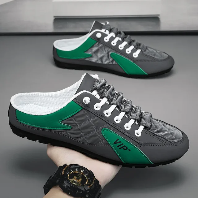 Yaz 2023 yarım terlik erkekler için Trendy erkek düz alt rahat ayakkabılar yumuşak taban desteği ayakkabı erkek Sneakers Zapatos De Hombre