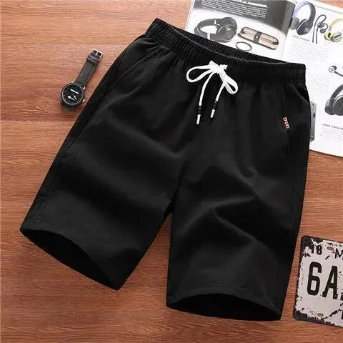 Yaz erkekler Trendy şort büyük pantolon spor 5-point rahat plaj pamuk keten ince versiyonu beş nokta pantolon - Görsel 15