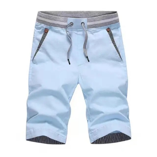Yaz rahat moda tarzı Boardshort Bermuda pantolon erkek büzgülü elastik bel pantolon plaj şortu erkek şort pantolon - Görsel 8